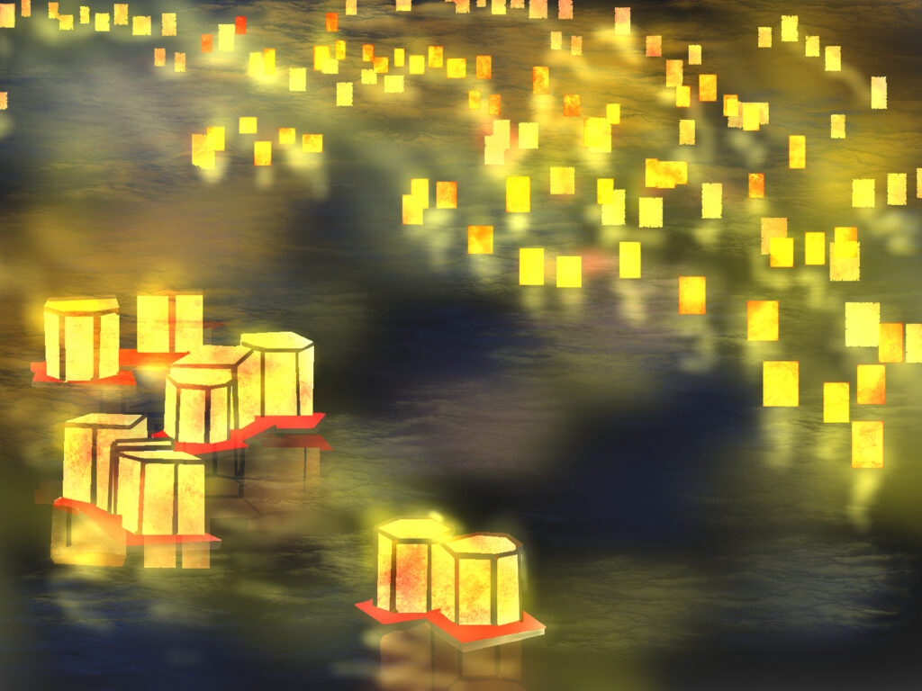 お盆の灯籠流し